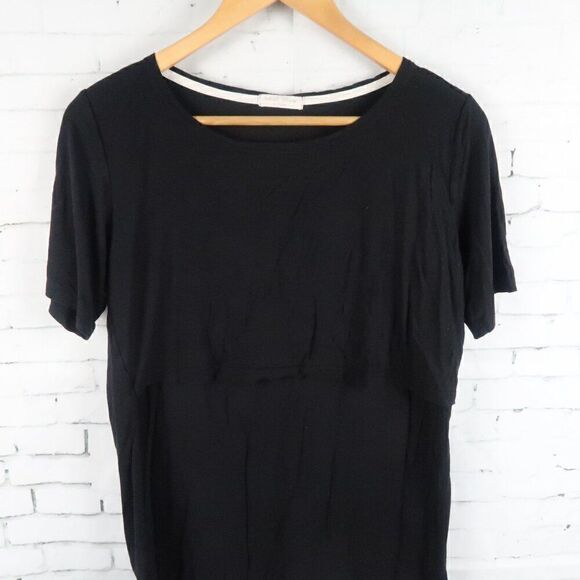 SMALL SHOW BLACK SHORT SLEEVE ROUND NECK NURSING MATERNITY SHIRT SIZE SMALL - Picture 4 of 8
